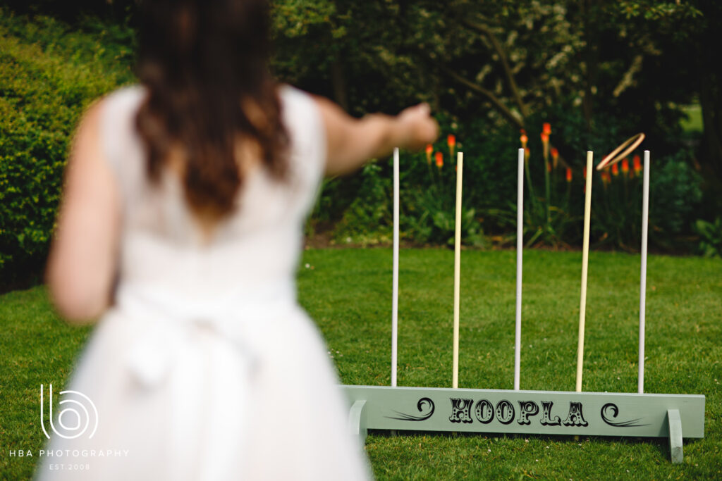 Bride playing Hoopla on her wedding day