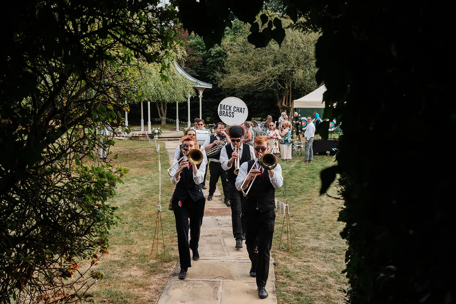 Back Chat Brass bringing all the atmosphere and feel good wedding vibes. Music helps to create a fun and relaxed wedding, full of atmosphere and personality. 